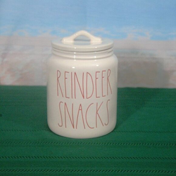 Rae Dunn Reindeer Snacks Christmas Holiday Canister Farmhouse Kitchen - Picture 1 of 4